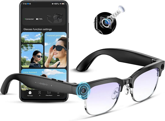 Modèle AI 8MP IP66 Lunettes intelligentes, 290mAh, 4K HD, Caméra anti-vibration, appel BT, enregistrement vidéo + double mic, identification GPT