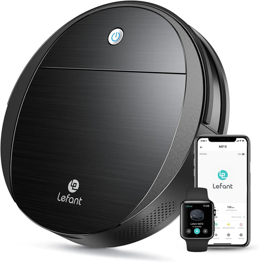 Aspirateur M213 Lefant Robot, Petite Taille & Puissance d'Aspiration Forte 2200Pa, Contrôlable par Wi-FI, App, Alexa, Idéal pour Poils d'animaux