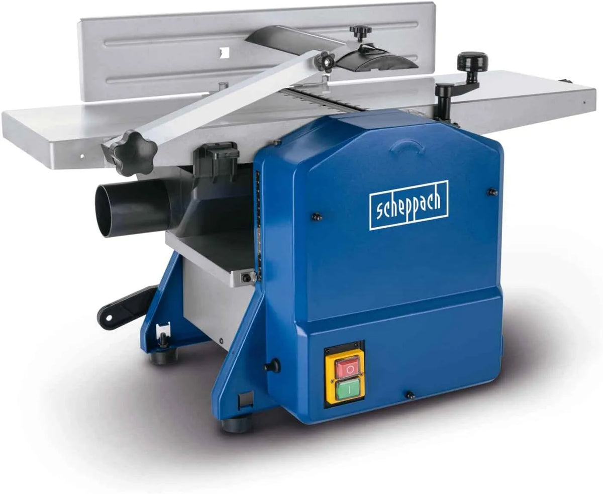 Scheppach modèle HMS850 8500-1min, Largeur de rabotage 204mm, 2 fers en acier rapide, Puissance 1250W, Raboteuse & Dégauchisseuse compacte