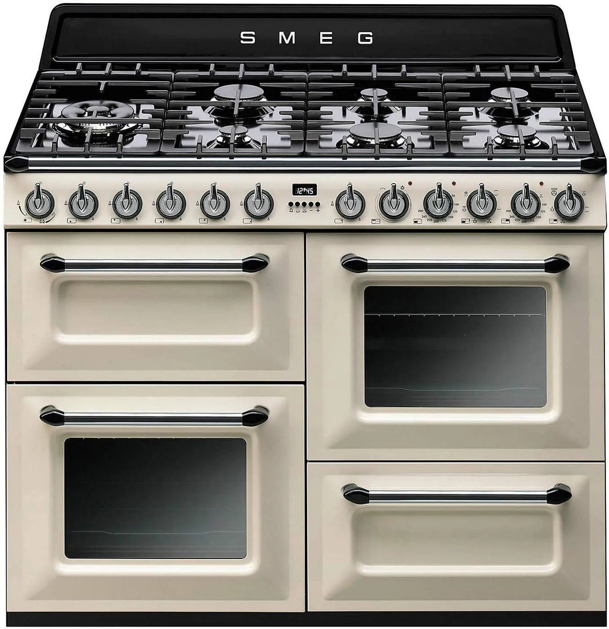 Smeg plaque de cuisson TR4110P1, Four Electrique Multifonction, Piano de cuisson, Classe énergétique A, Crème, Gaz, Vapor Clean, Porte tempéré