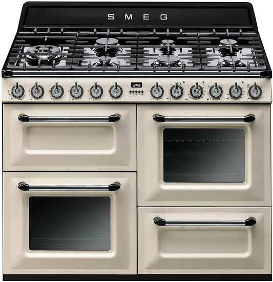 Smeg plaque de cuisson TR4110P1, Four Electrique Multifonction, Piano de cuisson, Classe énergétique A, Crème, Gaz, Vapor Clean, Porte tempéré