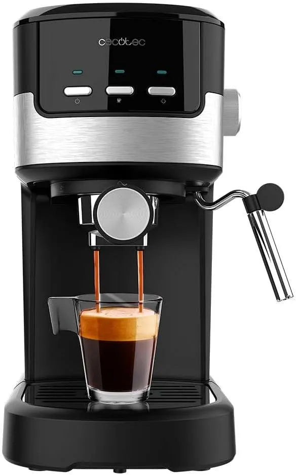 Cecotec cafetière, Porte-filtre avec double sortie et 2 filtres, capacité 1,25 litre, Buse orientable, 20 Bars, Système Thermoblock, finition noire