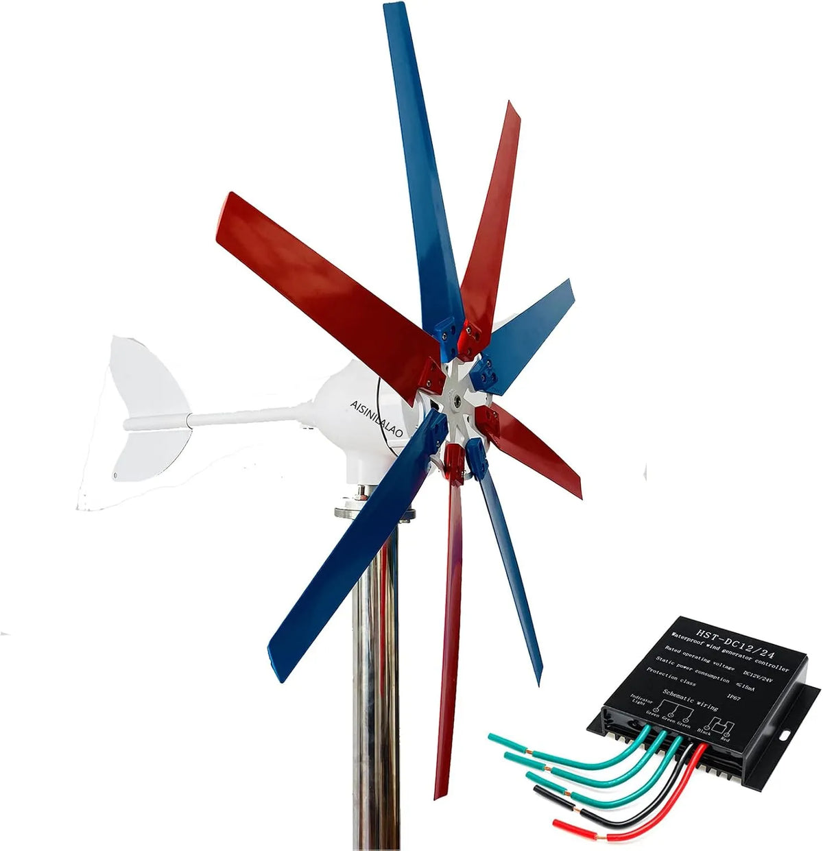 Générateur électrique, d'éolienne à Faible démarrage de 20000W, tension 12V 24V 48V, 8 pales, d'éolienne Verticale Portable avec contrôleur de Charge
