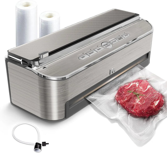 Mesliese 85 kPa Machine Sous Vide Alimentaire, 2 Rouleaux de Sac, Mode Humide et Tuyau D'aspiration D'air, Système D'étanchéité Puissant