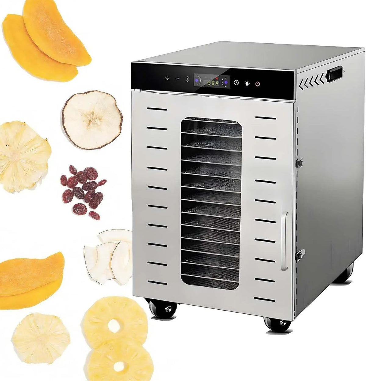 Déshydrateur alimentaire 16Plates, avec SystèMe De Ventilation à 360° Et Double Ventilateur De 1 600 W, Professionnel en Acier Inoxydable