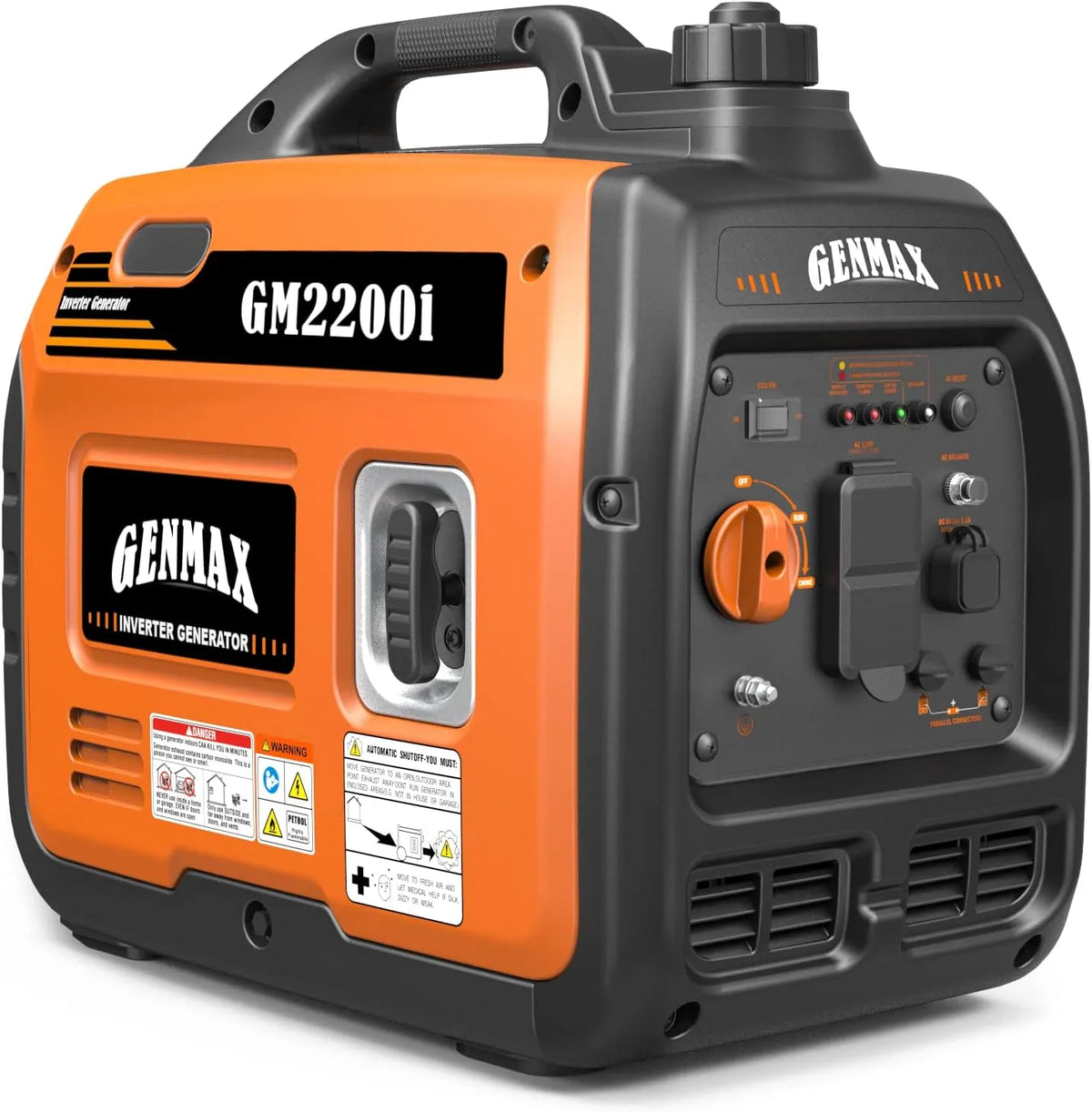 Générateur électrique GM2200i GENMAX, Portable 2200W, Moteur à Gaz Ultra Silencieux Conforme EPA Fonction Eco Mode Ultra Léger