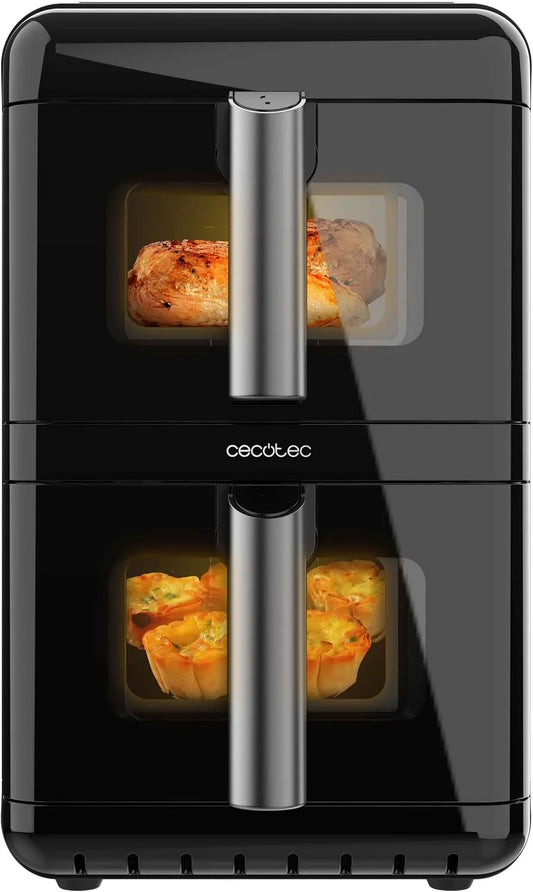 Cecotec friteuse à air chaud 12000 40-200ºC, Air Fryer 12L Cecofry DuoLevel Window. 2900W, 2 Cuves de 6L, 10 Menus, sans Huile, Sync, Température