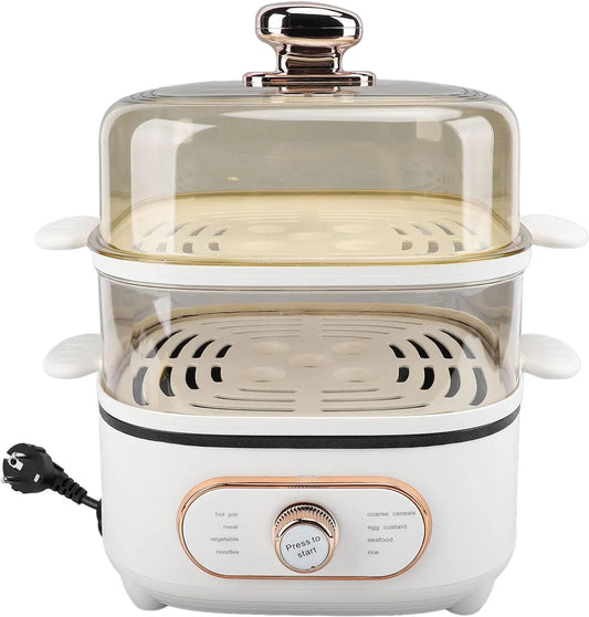 Cuiseur vapeur, Marmite électrique Polyvalente de 10,5 L avec Marmite à Vapeur à 2 Niveaux pour Soupe, Avoine, pour Dortoir, Nouilles, Steak