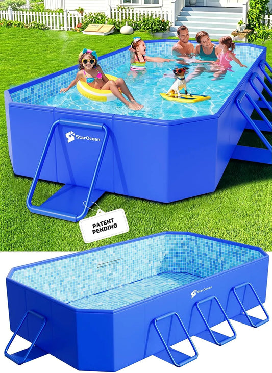 Pliable non gonflable pour enfants Grande piscine, coque en plastique rigide, portable, dimensions 228,6 x 127 x 50,8 cm, adultes, surdimensionné