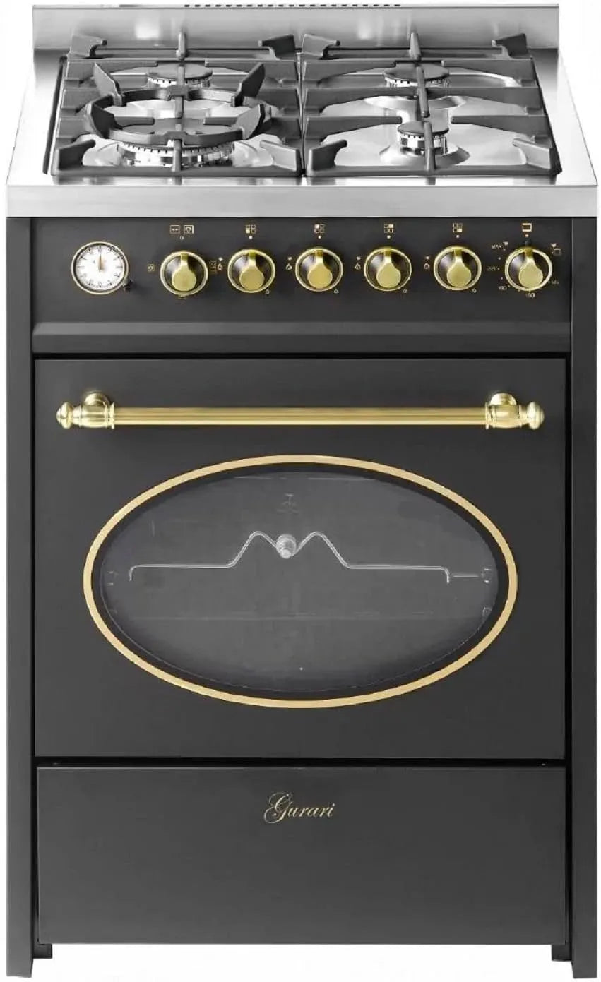 Cuisinière, Barbecue à gaz, Tiroir avec poussette, gaz propane, GCH G 614 BL r sur pied 60 cm Gaz naturel Fl.Gas 4 Kw WOK, Range Cooker