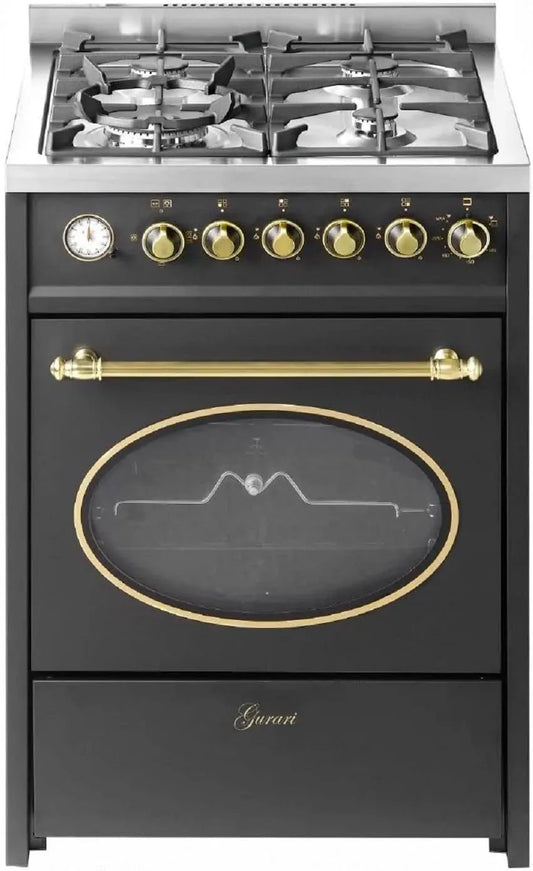 Cuisinière, Barbecue à gaz, Tiroir avec poussette, gaz propane, GCH G 614 BL r sur pied 60 cm Gaz naturel Fl.Gas 4 Kw WOK, Range Cooker