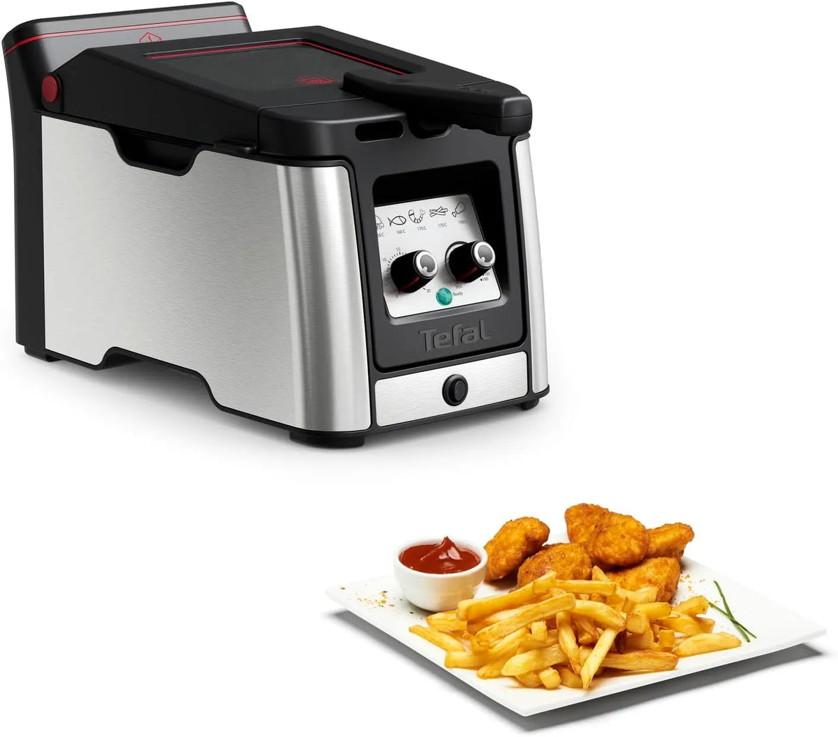 Tefal lave-vaisselle FR600D10, Minuteur de 30 min, Clear Duo Friteuse bain d'huile, Éléments amovibles compatibles, Moins de fumée et d'odeurs