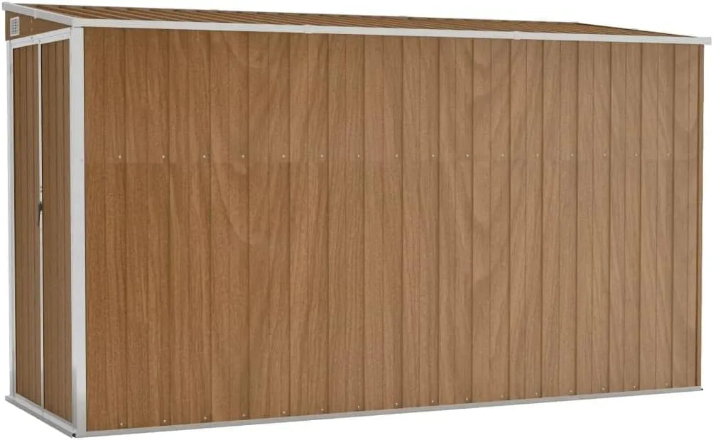 Abri de jardin, Marron 118x288x178 cm, Murale Remise en métal pour l'extérieur, pour Outils