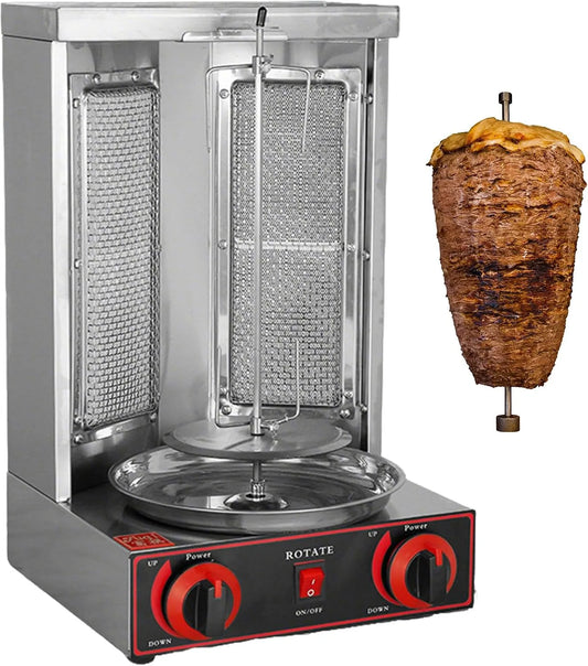 Vertical Électrique Grill Kebab, Rôtissoire Shawarma avec Capacité 6 kg, Rotation 360° Et Température Réglable