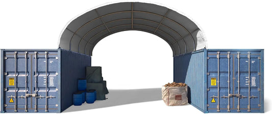 Sur containers 6x6 m PE 1400 TOOLPORT Abri, Tente de Stockage avec Statique, Tunnel de Stockage sur containers, finition blanche, étanche