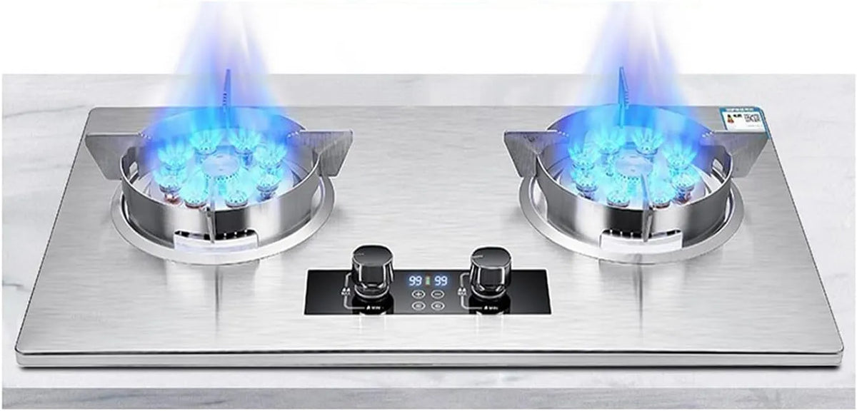 Table de cuisson, Réchaud à gaz double brûleur avec haute puissance, tête de brûleur amovible pour un nettoyage facile