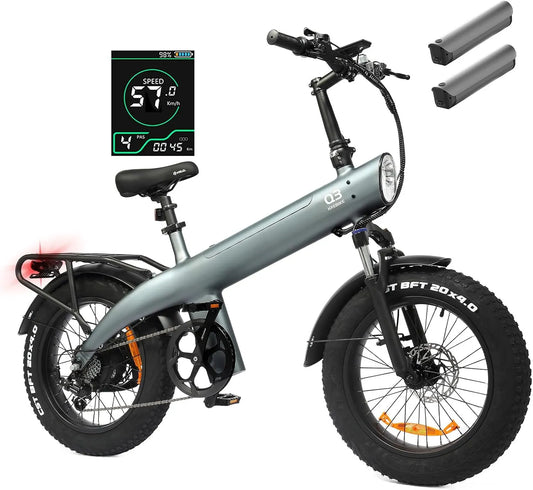 Vélo électrique 115Nm, HX Q3 pour Adultes,20''x4'' Fat E Bike, Moteur et 48V 20Ah Batterie Amovible Jusqu'à 100KM