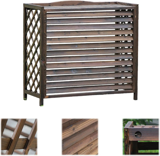 Climatiseur Cache, Poubelle élégant, Dimensions: 110 x 50 x 85 cm, extérieur et clôture décorative, étagère en Bois à Grille Durable