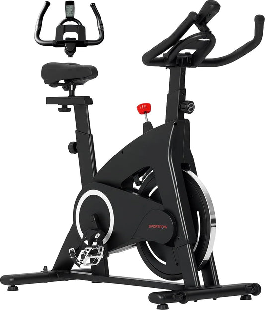 Vélo SPORTNOW, avec capteur de fréquence cardiaque écran LCD pour aérobic de la maison