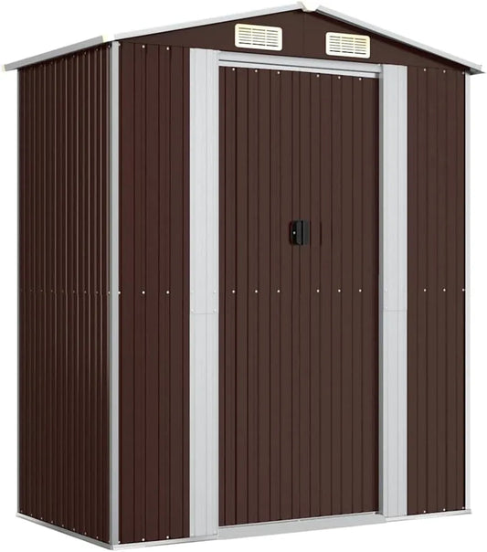 Abri de jardin vidaXL, Marron foncé 192x108x223 cm Acier galvanisé