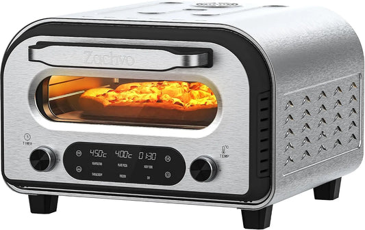 Four, pour pizza 32 cm, jusqu'à 450 ℃, 5 types de pizza prédéfinis, minuterie de 1 à 60 minutes, à pizza électrique, écran tactile et boutons rotatifs