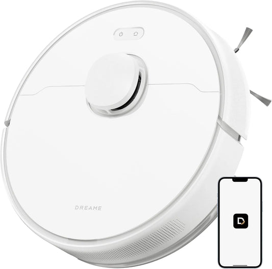 Dreame aspirateur, Aspiration et Lavage 2-en-1, Nettoyage des moquettes, Brosse en Caoutchouc, Alexa, finition blanche, WiFi, App Contrôle