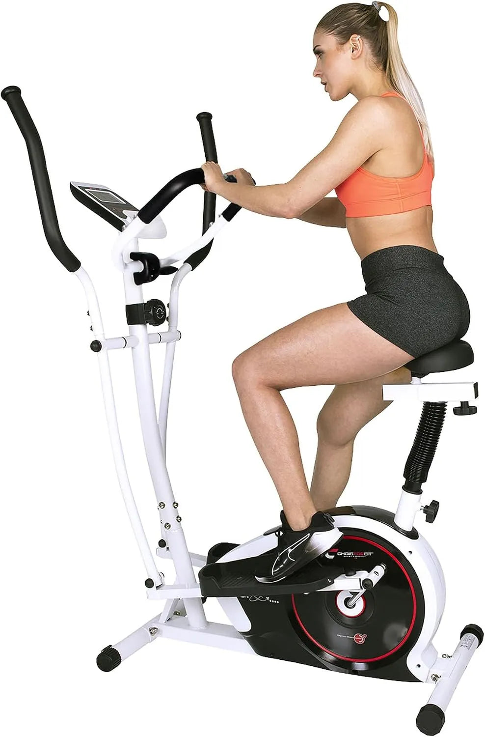 Vélo elliptique Christopeit, 2 en 1 CT 4 avec frein magnétique de 7 kg et 8 niveaux de résistance, écran LCD, et vélo d'appartement