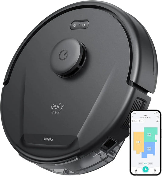 Aspirateur robot L60 eufy Clean, Navigation Laser iPath, idéal pour Les Poils, Aspiration Ultra-Forte de 5 000 Pa, sols durs