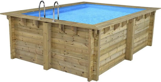 Rectangle Caimans 120' Piscine Bois, dimensions 4.10 x 3.00 x 1.24 m