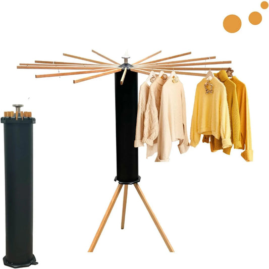 Sèche-linge SerenityHome, 16 Bras Modulables, Bois Naturel, Etendoir Pliable, Deco Maison Appartement, Eventail 360°, Anthracite