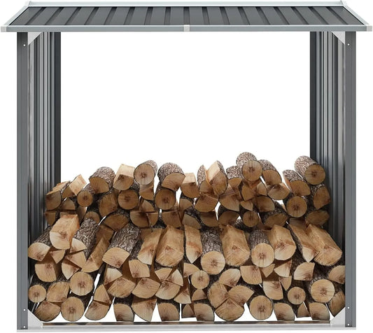 Abri de jardin, d'extérieur en acier galvanisé vert, marron, anthracite durable résistant aux intempéries Solution de rangement pour bûches