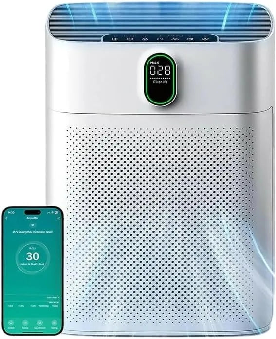 Purificateur d'air Oryzom, intelligent V1 Pro, avec capteur PM2,5, application et commande vocale pour un air intérieur pur, Filtration HEPA puissante