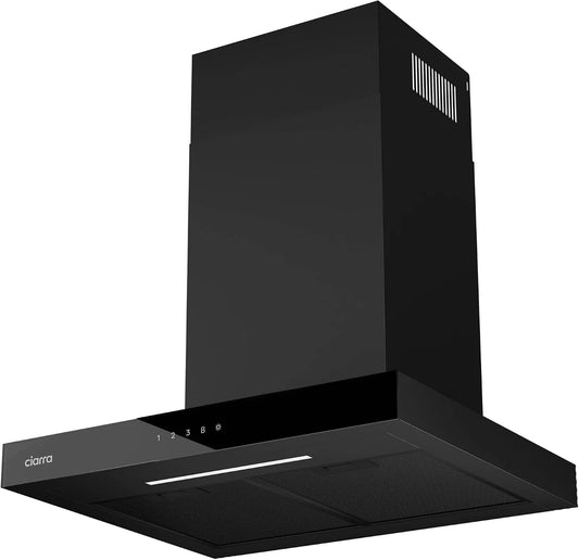 CIARRA hotte aspirante CBCB6102 CBCF003, 60 cm A+++ 650 m³/h, 4 niveaux de vitesse + Booster, Filtre à Charbon, App & TouchControl