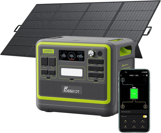 Générateur électrique F2400 LiFePO4, 2048Wh Solaire UPS, puissance 4800W Pic, Voyage Vert, 3 Sortie CA 2400W