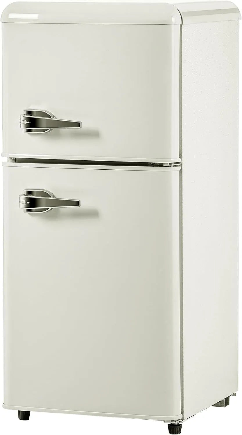 Réfrigérateur, et Compartiment congélateur de 22 litres, Style rétro, Haut et Bas, Mini White, capacité 60 l, 102 kWh, à Double Porte, an