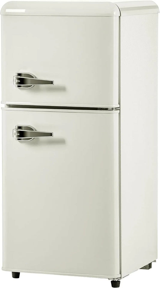 Réfrigérateur, et Compartiment congélateur de 22 litres, Style rétro, Haut et Bas, Mini White, capacité 60 l, 102 kWh, à Double Porte, an