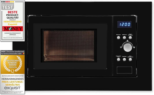 Exquisit four à micro-ondes EMW 1770 1770-G-D-030, puissance 700 W, Fonction grill, encastrable, Minuterie, finition noire