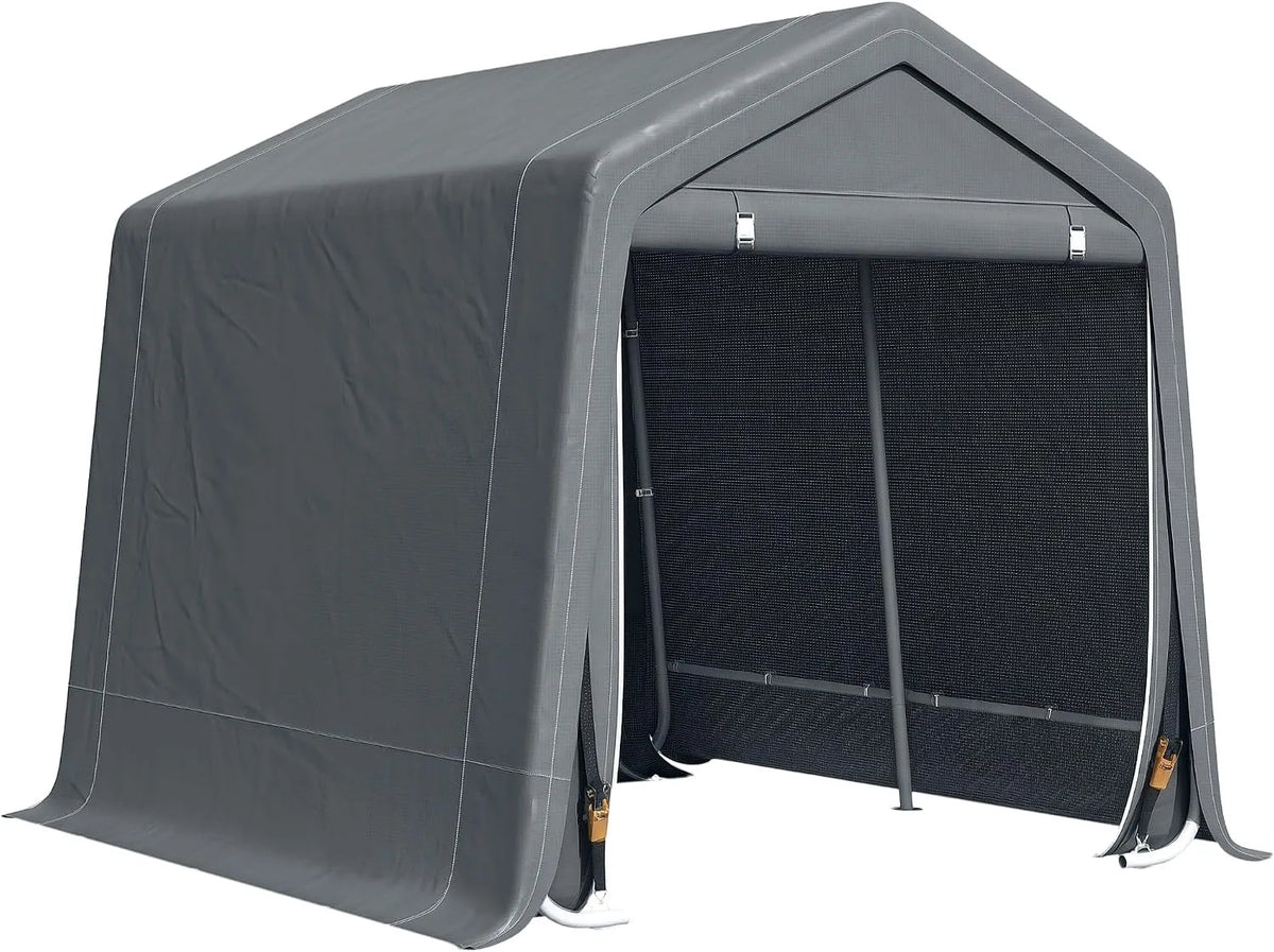 Abri de jardin Outsunny, 2 Portes zippées, abri de vélo, dimensions 280 x 240 x 240 cm, Tente de Stockage, Cadre métallique, finition grise foncé