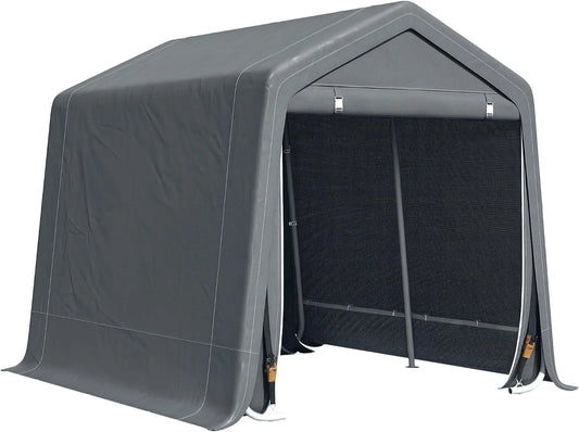Abri de jardin Outsunny, 2 Portes zippées, abri de vélo, dimensions 280 x 240 x 240 cm, Tente de Stockage, Cadre métallique, finition grise foncé