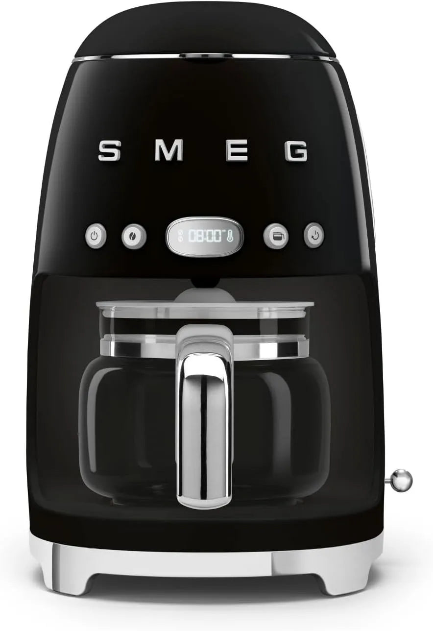 Smeg machine à café DCF02BLEU, Carafe en Verre Jusqu'à 12 Tasses, Filtre, Mode Maintien au Chaud, puissance 1050 W, 2 Niveaux d'Intensité