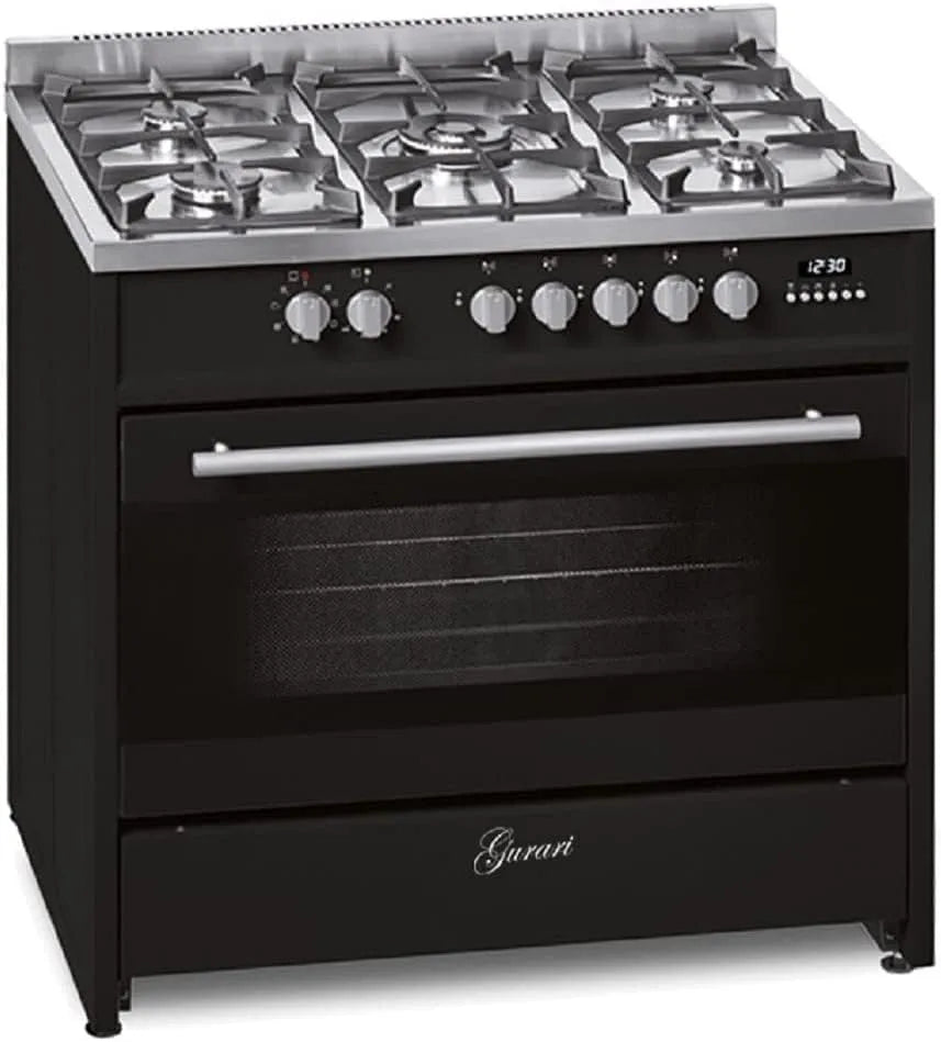 Cuisinière à gaz Coocker5, largeur 90 cm, 8 fours électriques, gaz naturel, avec four électrique GCH E 911 BL, Range Zones de cuisson 3,8 kW WOK