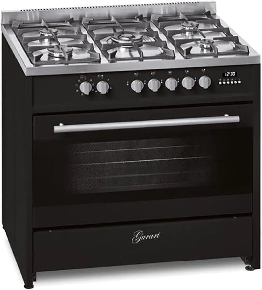 Cuisinière à gaz Coocker5, largeur 90 cm, 8 fours électriques, gaz naturel, avec four électrique GCH E 911 BL, Range Zones de cuisson 3,8 kW WOK