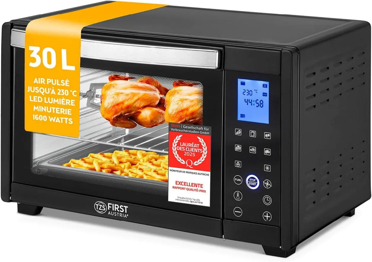 Four, Avec minuteur de 60 min, TZS First Austria, Pour petites cuisines et camping, 3 hauteurs d'insertion, plaque et grille