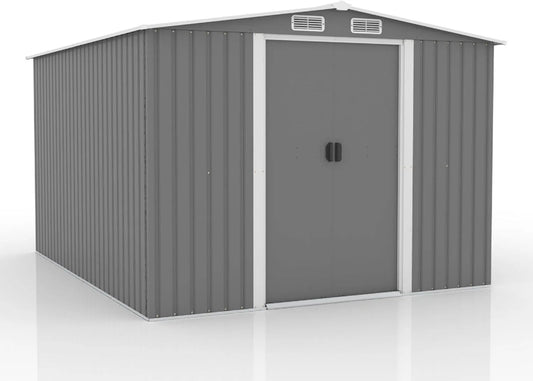 Abri de jardin Jura, 8.08 m² finition grise, Cabane Extérieure, Idéal pour Rangement Outils, Solide, CONCEPT USINE, Vélos et Equipements de Jardin