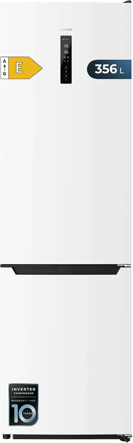 Cecotec réfrigérateur, mode vacances, Multi Airflow, classe énergétique E, combiné Bolero CoolMarket Combi 356 White E. 356L, Total No-Frost