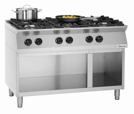 Cuisinière 1582101, 6 feux, avec soubassement ouvert, Bartscher