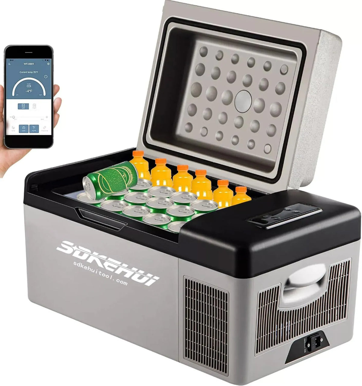 Glacière, 12/24V congélateur et réfrigérateur, capacité 20 L Electrique Voiture, Portable à Compression Réfrigérateur de Voiture, 20℃ à 20℃