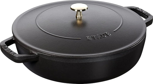 Chistera en Fonte STAUB Sauteuse, Ø 28 cm, capacité 3,7 L, finition noire Mat