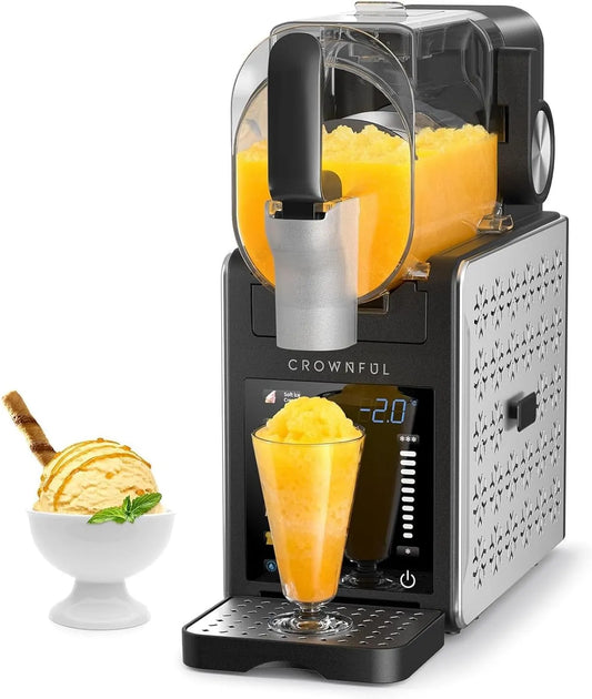 À Granita de pour la Maison CROWNFUL Machine, à Granita de 2.6 L pour la Maison, 6 Programmes pour Crème Glacée, Maintien 12 h, Frappés et Plus