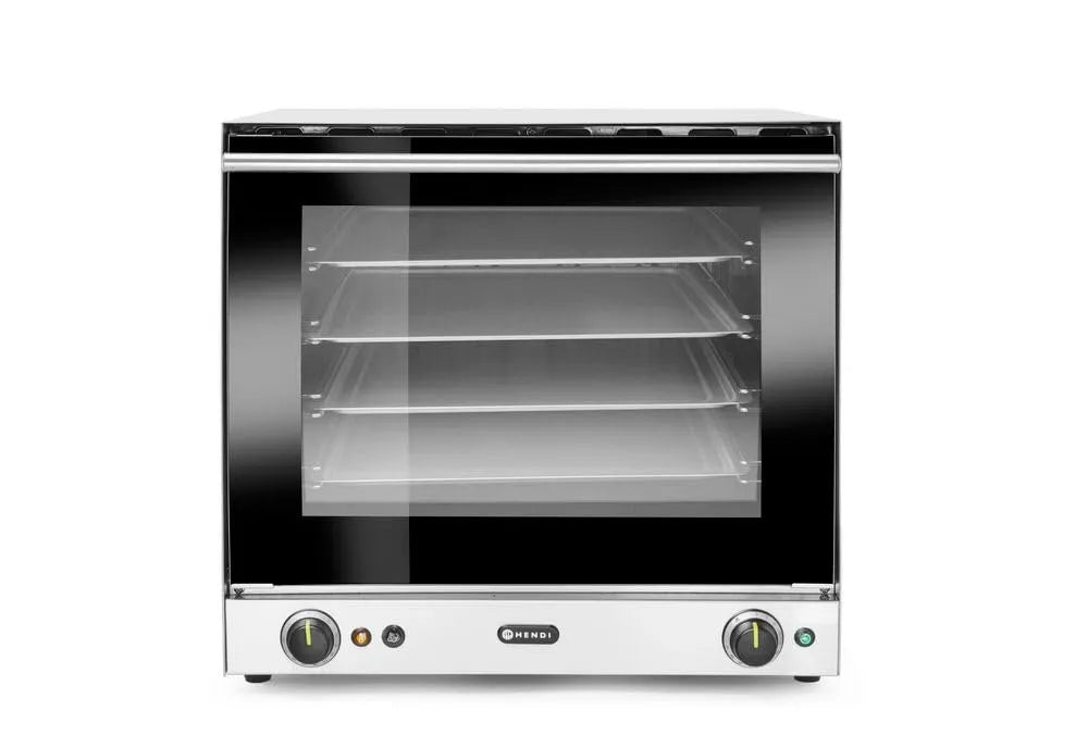 Hendi four H90S 595x595x, puissance 2670W, incl. 4 Plaques en Aluminium, 2 Ventilateurs, 50–300°C, tension 230V, 570mm, Porte Double Vitrage, Inox